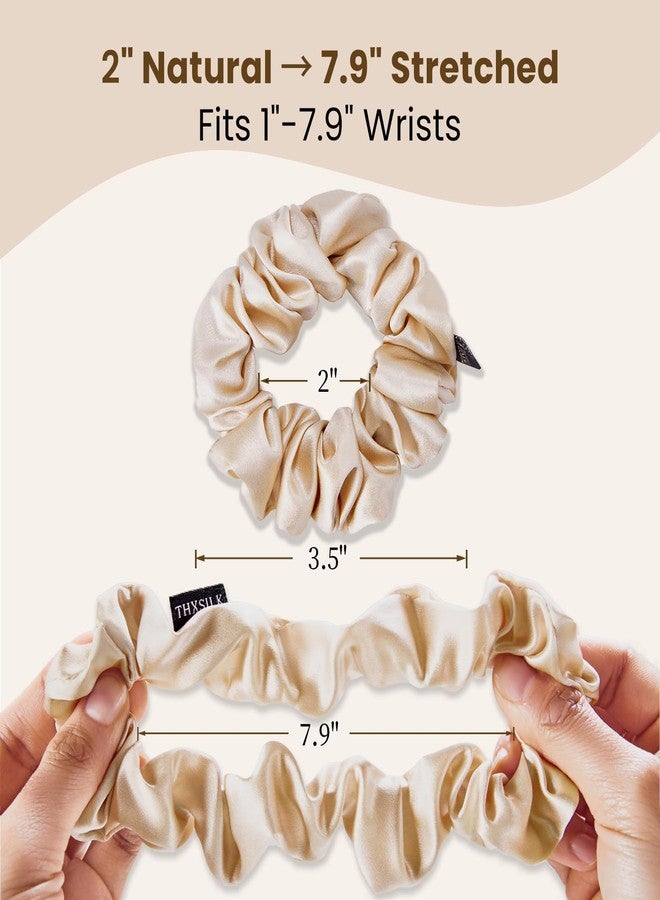 ثكس سيلك ربطات شعر سميكة من حرير التوت الطبيعي 100% من THXSILK، عبوة من 3 قطع، 25 مومي، ربطات شعر سميكة وكثيفة لا تسبب تلف الشعر، مناسبة لجميع أنواع الشعر، بيج - Image 4